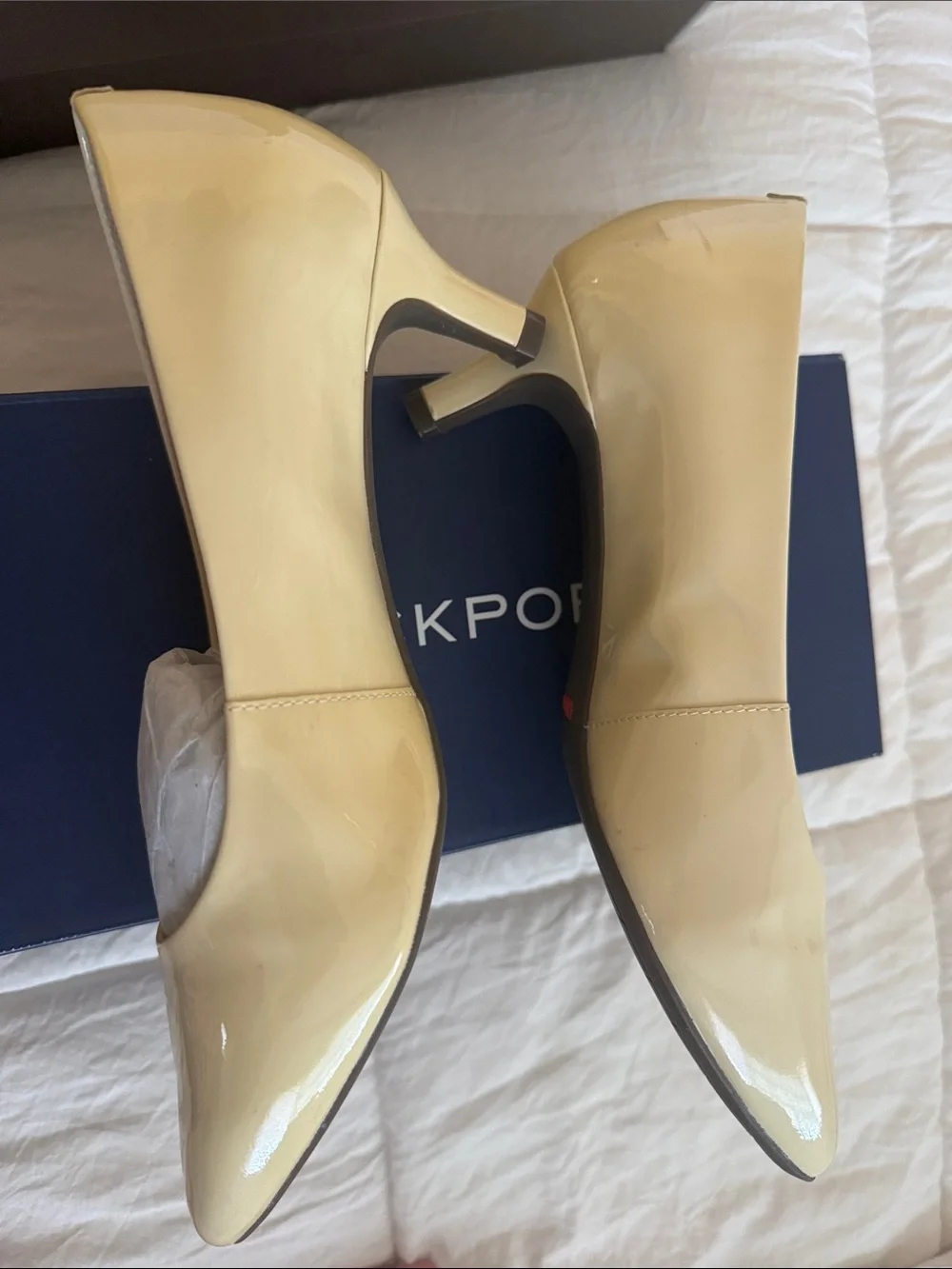 Rockport Women's Patent Pointed Toe Pump in Pale Yellow